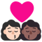 Kiss- Woman- Woman- Light Skin Tone- Medium-Dark Skin Tone emoji on Microsoft